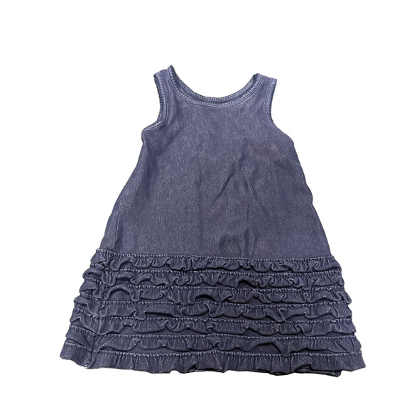 4/30$ Toddler blue soft “denim” sleeveless dress with ruffles size 3T - Picture 1 of 4